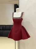 Pretty Homecoming Dress A Line Square Neck Short Prom Dress Birthday Party Dress Cocktail Dress HZ0319