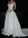 Elegant Wedding Dress Satins Sweetheart Pleated Wedding Dress HZ0319