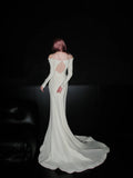 Pretty Wedding Dress Off Shoulder Long Sleeves Backless Wedding Dress HZ0319