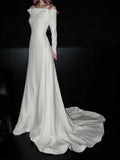 Pretty Wedding Dress Off Shoulder Long Sleeves Backless Wedding Dress HZ0319