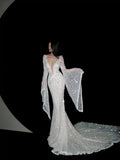 New Arrival Wedding Dress Crew Neck Backless Mermaid Wedding Dress HZ0319