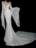 New Arrival Wedding Dress Crew Neck Backless Mermaid Wedding Dress HZ0319