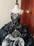Gorgeous Prom Dress Spaghetti Straps Ruffle Tiered Ball Gown Evening Dress Sweet 16 Dress Birthday Party Outfits HZ0319