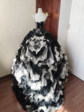 Gorgeous Prom Dress Spaghetti Straps Ruffle Tiered Ball Gown Evening Dress Sweet 16 Dress Birthday Party Outfits HZ0319