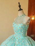 Sweet Prom Dress Crew Neck Tulle Pleated Ball Gown Evening Dress Sweet 16 Dress Birthday Party Outfits HZ0319