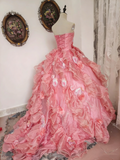 Newest Prom Dress Sweetheart Ruffle Ball Gown Evening Dress Quinceanera Dress Birthday Party Outfits HZ0319