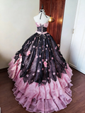Stunning Prom Dress Strapless Flower Pleated Ball Gown Birthday Party Outfits Evening Dress Quinceanera Dress HZ0319