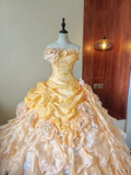 Cute Prom Dress Strapless Pleated Ruffle Ball Gown Birthday Party Outfits Evening Dress Sweet 16 Dress HZ0319