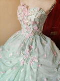 Pretty Prom Dress Sweetheart Floral Pleated Tulle Ball Gown Evening Dress Quinceanera Dress Birthday Party Dress HZ0319