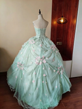 Pretty Prom Dress Sweetheart Floral Pleated Tulle Ball Gown Evening Dress Quinceanera Dress Birthday Party Dress HZ0319