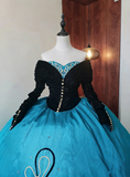Elegant Prom Dress Sweetheart Long Sleeves Ball Gown Evening Dress Sweet 16 Dress Birthday Party Outfits HZ0319