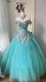 Shiny Prom Dress V-neck Pleated Tulle Ball Gown Birthday Dress Evening Dress Sweet 16 Dress HZ0319