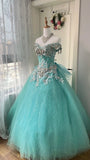 Shiny Prom Dress V-neck Pleated Tulle Ball Gown Birthday Dress Evening Dress Sweet 16 Dress HZ0319