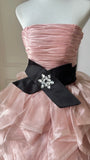 Stunning Prom Dress Strapless Pleated Tiered Ball Gown Evening Dress Sweet 16 Dress Birthday Outfits HZ0319