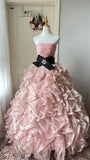 Stunning Prom Dress Strapless Pleated Tiered Ball Gown Evening Dress Sweet 16 Dress Birthday Outfits HZ0319