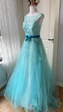 Beauty Prom Dress Crew Neck Pleated Tulle Evening Dress Gala Dress Birthday Party Outfits HZ0319