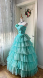 Pretty Prom Dress Strapless Pleated Tiered Ball Gown Evening Dress Sweet 16 Dress HZ0319
