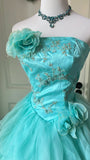Pretty Prom Dress Strapless Pleated Tiered Ball Gown Evening Dress Sweet 16 Dress HZ0319