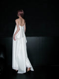Minimalist Prom Dress White Strapless Evening Dress Gala Dress HZ0319