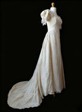 Vintage Wedding Dress A Line Crew Neck Wedding Dress HZ0319