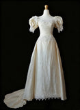 Vintage Wedding Dress A Line Crew Neck Wedding Dress HZ0319
