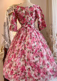 Newest Prom Dress Boat Neck Print Ball Gown Evening Dress Birthday Party Dress HZ0319