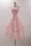 Sweet Prom Dress Pink Sweetheart Pleated Tulle Evening Dress Gala Dress Formal Dress HZ0319