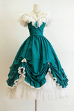 Retro Prom Dress V-neck Pleated Lace Ball Gown Evening Dress Birthday Party Dress Quinceanera Dress HZ0319