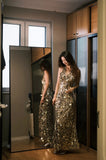 Shiny Prom Dress V-neck Backless Sequins Birthday Party Dress Evening Dress Cocktail Dress HZ0319