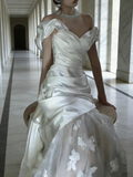 New Arrival Wedding Dress Off Shoulder Pleated Tulle Mermaid Wedding Dress HZ0319