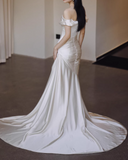 Newest Wedding Dress Satin Off Shoulder Pleated Mermaid Wedding Dresses HZ0319