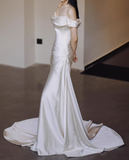 Newest Wedding Dress Satin Off Shoulder Pleated Mermaid Wedding Dresses HZ0319