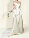 Minimalist Wedding Dress Satin Sweetheart Pleated Wedding Dresses HZ0319