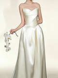 Minimalist Wedding Dress Satin Sweetheart Pleated Wedding Dresses HZ0319