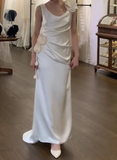 Stunning Wedding Dress Satin Crew Neck Flower Wedding Dresses HZ0319