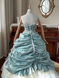 Beauty Prom Dress Strapless Pleated Tiered Tulle Ball Gown Evening Dress Quinceanera Dress HZ0319