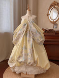 New Arrival Prom Dress Strapless Pleated Print Tulle Quinceanera Dress Ball Gown Evening Dress HZ0319