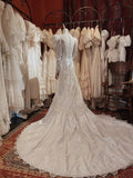 Retro Wedding Dress High Collar Long Sleeves Wedding Dresses HZ0319