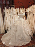 Elegant Wedding Dress Off Shoulder Floral Pleated Wedding Dress HZ0319