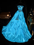 Shiny Prom Dress Strapless Slit Birthday Party Dress Evening Dress HZ0319
