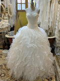 Beauty Prom Dress White Sweetheart Pleated Ruffle Evening Dress Quinceanera Dress Ball Gown HZ0319