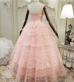 Beauty Prom Dress Strapless Pleated Tulle Evening Dress Quinceanera Dress Ball Gown HZ0319
