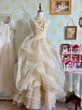 Retro Prom Dress Strapless Tulle Evening Dress Quinceanera Dress Ball Gown HZ0319