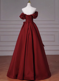 Shiny Prom Dress Wine Red Off Shoulder Pleated Gala Dress Evening Dress Formal Dress HZ0319
