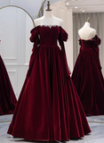 Elegant Prom Dress Velvet Off Shoulder Pleated Gala Dress Evening Dress Formal Dress HZ0319