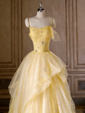 Beauty Prom Dress Spaghetti Straps Pleated Tulle Evening Dress Quinceanera Dress Ball Gown HZ0319