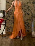 Retro Prom Dress Halter Pleated Gala Dress Cockatail Dress Evening Dress HZ0319