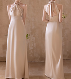 Minimalist Bridesmaid Dress A Line Halter Prom Dress Evening Dress Gala Dress Bridesmaid HZ0319