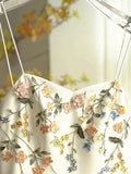 Vintage Beige Spaghetti Strap Floral Applique Design Elegant A-Line Evening Dress Prom Dress HZ0319