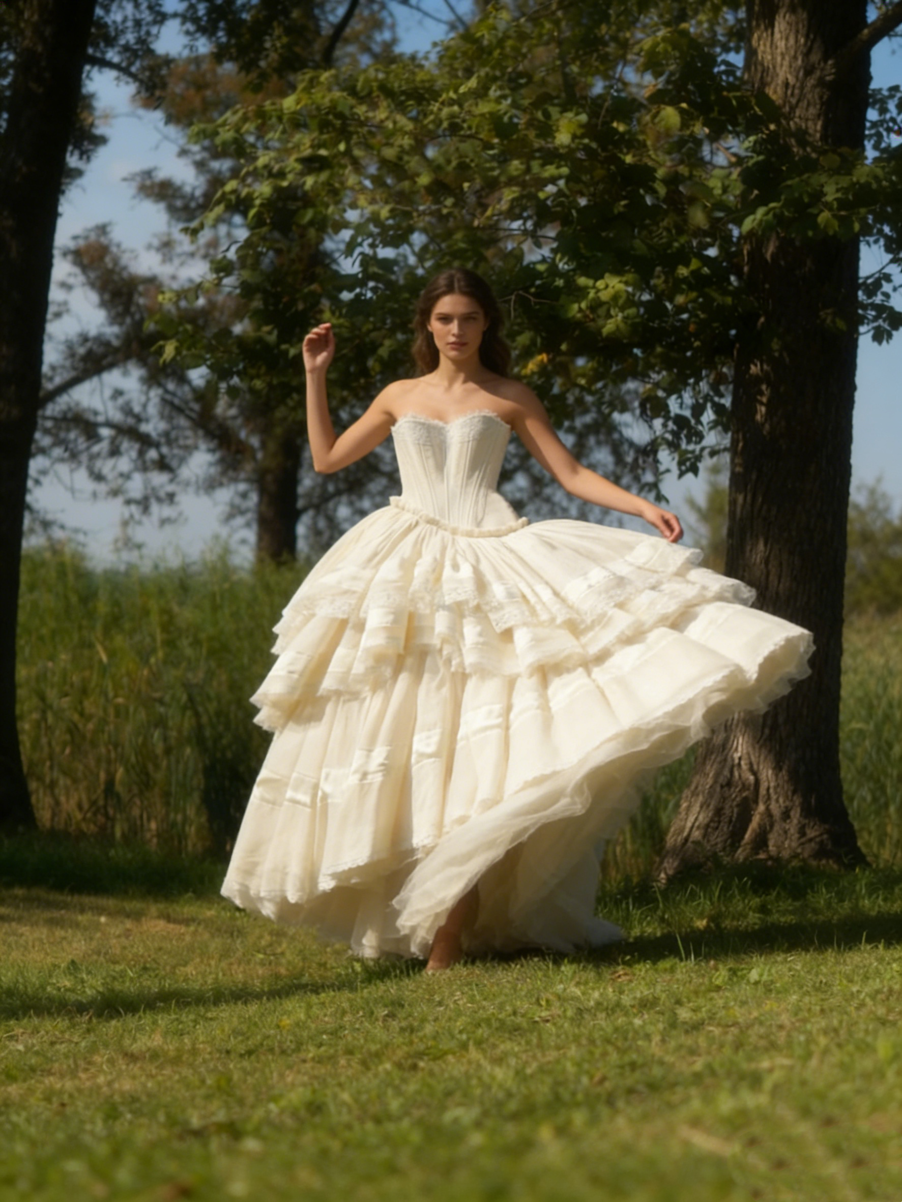 Strapless A-Line Lace Long Party Dress Vintage Wedding Dress Bridal Dress Prom Dress, HZ0319
